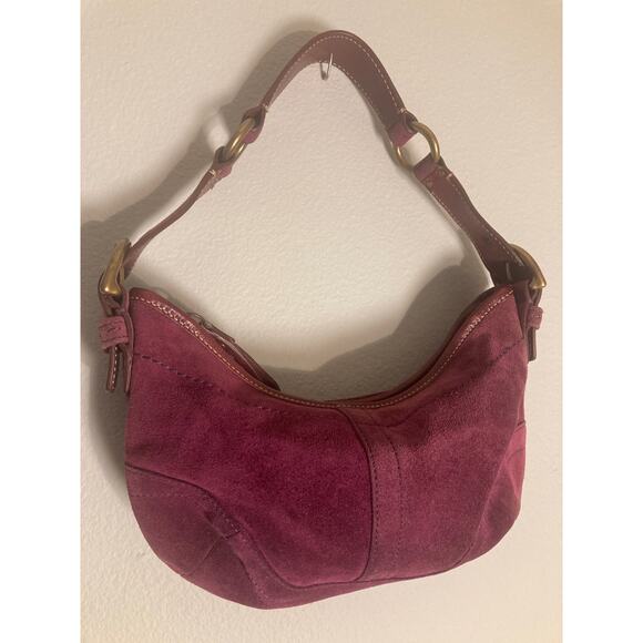 COACH Soho 9658 Hobo Bag Purple Suede Baguette Handbag Y2K Auth! Orig Owner! - Picture 3 of 12